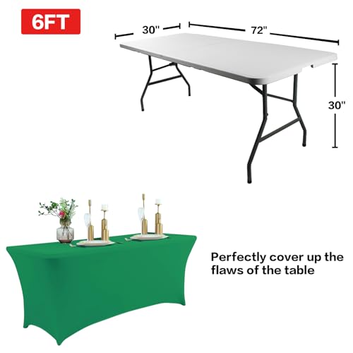 8FT Table Cloth for Rectangular Spandex Emerald Green Table Cover