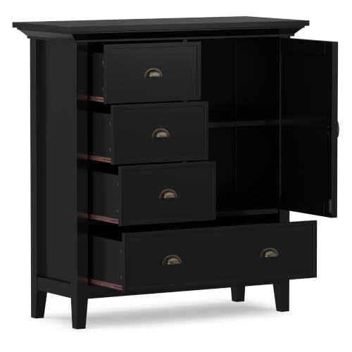 Redmond 39" Wide Solid Wood Storage Cabinet in Black