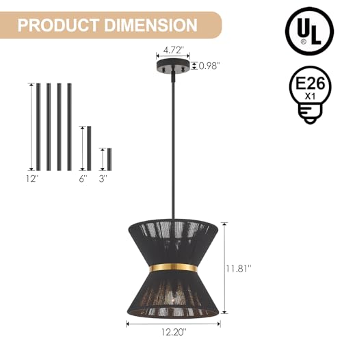 Hand Woven Boho Pendant Light Coastal Mini Modern Chandelier Adjustable Transitional Minimalist Pendant Lighting Fixtures for Kitchen Island Dining Room