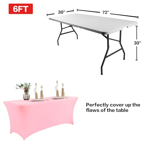 2 Pack 4FT Table Cloth for Rectangular Spandex Light Pink Cover (2 Count)