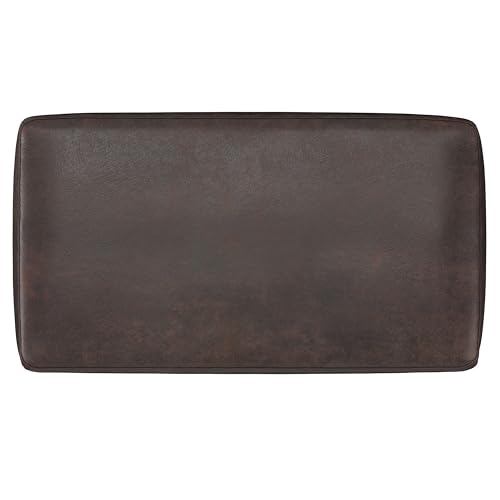 Milltown 27" Wide Vegan Leather Ottoman in Distressed Brown