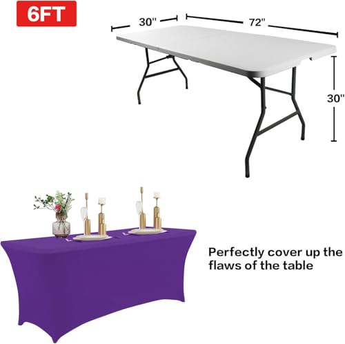 8FT Table Cloth for Rectangular Spandex Purple Table Cover
