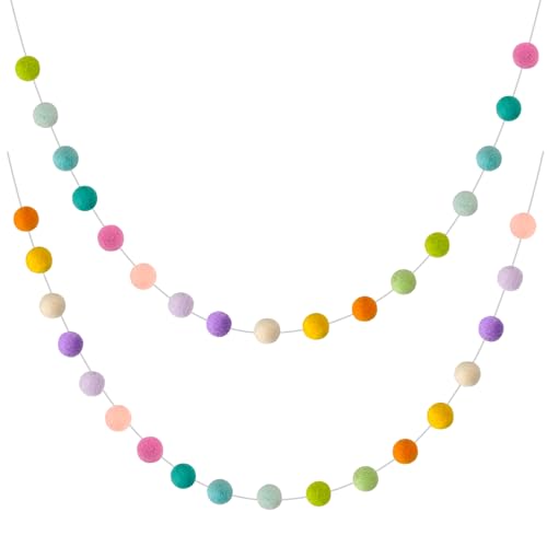Felt Ball Garland Misscrafts 9.8 Feet 100% Wool Roving Pom Pom Garland 20mm Colorful for Baby Shower Grand Opening Party Festivals Room Decorations (35 Count)
