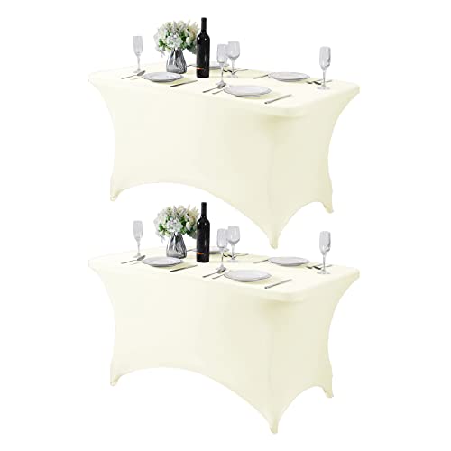 2Pack Spandex Table Cover for 4FT or 6ft or 9ft Table Universal Fitted Stretch Tablecloth for Party (2 Count)