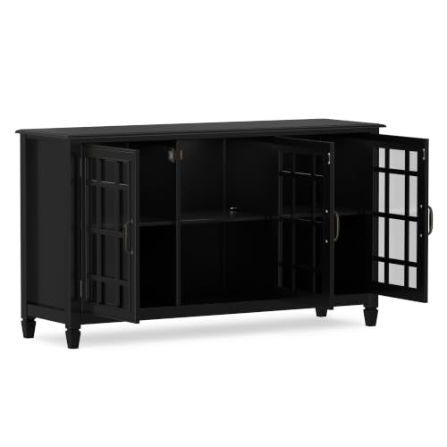 Connaught 60" Wide Solid Wood Buffet Cabinet in Black