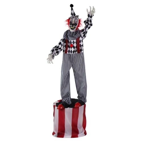 5.9 Ft. Talking Clown on Stage Halloween Animatronic (6ft Clown on Stand)