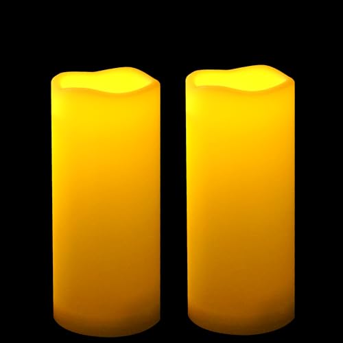 Outdoor Battery Operated Flameless LED Candles with Timer D3”xH7” 2 PCS (2 Count)