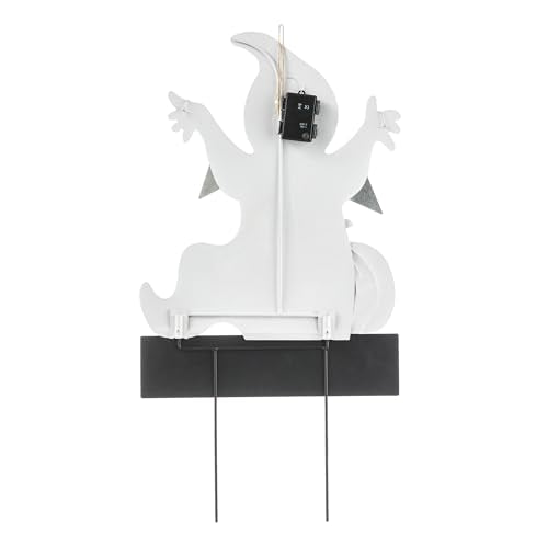 32" Lighted Halloween Ghost Yard Stake with Timer (Rustic)