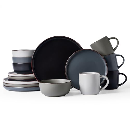 Mercury 16 Piece Stoneware Plates and Bowls