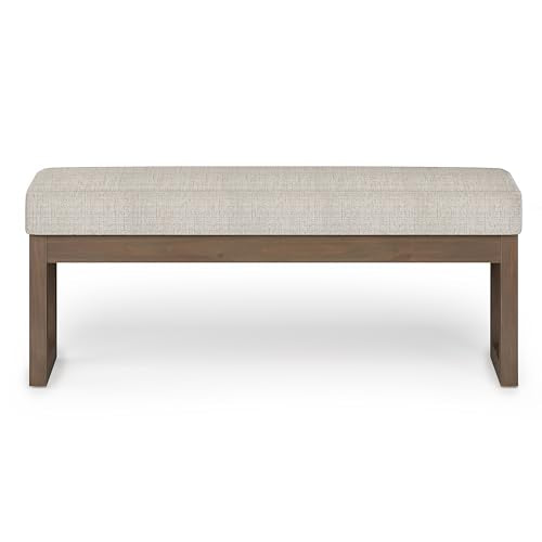 Milltown 44" Wide Tweed Look Rectangle Ottoman in Platinum