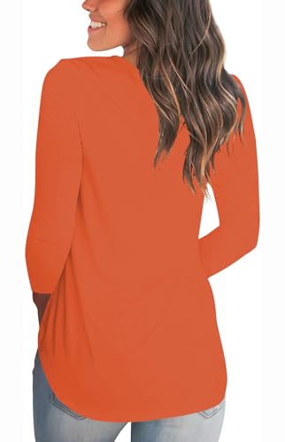 Fall Pumpkin Shirts Womens Casual Autumn Fashion T Shirt for Women Long Sleeve Reading Ghosts Graphic Tees V Neck Halloween Tops Orange XXL