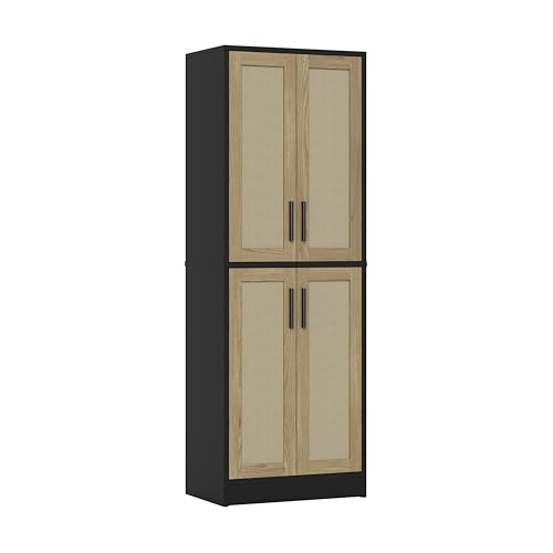 Pantry Kitchen Pantry Cabinet with 4 Doors and Adjustable Shelves