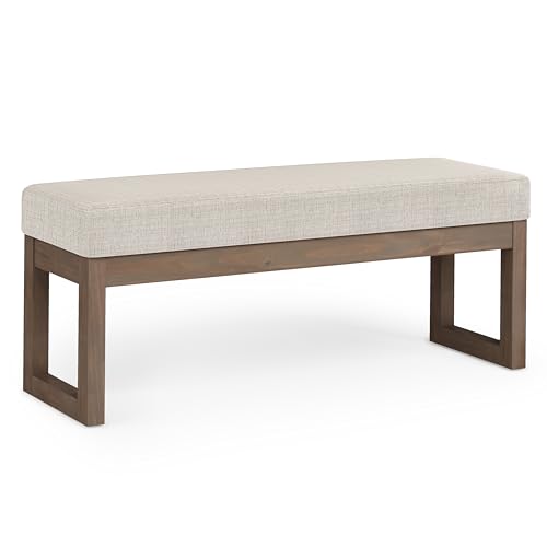 Milltown 44" Wide Tweed Look Rectangle Ottoman in Platinum