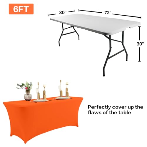 2 Pack 4FT Table Cloth for Rectangular Spandex Orange Table Cover (2 Count)