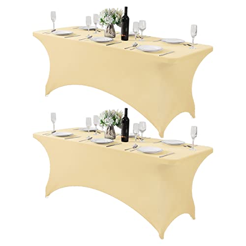 2Pack Spandex Table Cover for 6Ft or 4fT or 8ft Table Universal Fitted Stretch Tablecloth for Party