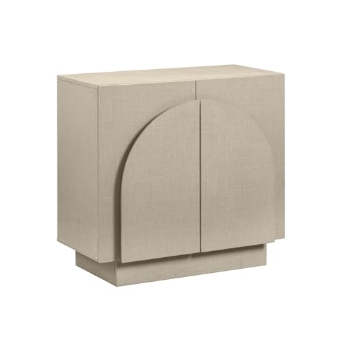 Iris Mid Century Modern Arched Curio Cabinet with Beige Linen Finish