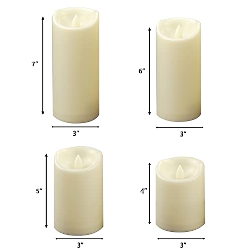 Waterproof Outdoor Battery Operated Flameless Pillar Candles with Timer White Plastic Realistic Flickering Electric LED Lights for Lantern Garden Wedding Christmas Decorations 9 Pack (9 Count)