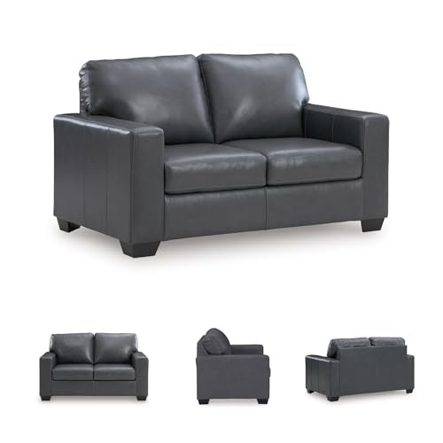 Blue Small Leather Loveseat with Faux Leather