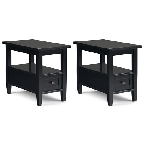 Warm Shaker 14" Narrow Side Tables in Black