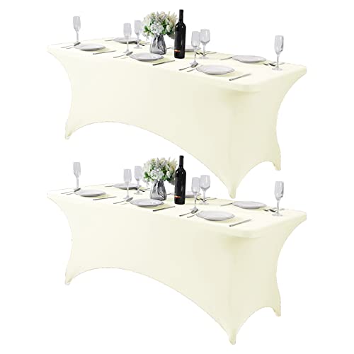 2Pack Spandex Table Cover for 6Ft or 4fT or 8ft Table Universal Fitted Stretch Tablecloth for Party