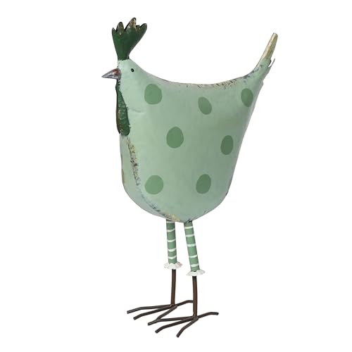 21" Tall Outdoor Metal Polka Dot Standing Hen Yard Statue