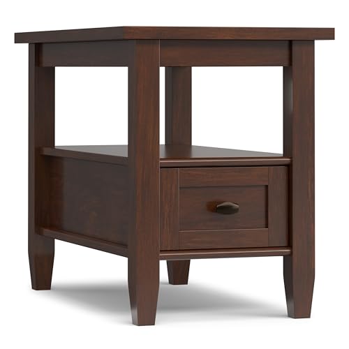 Warm Shaker 14" Wide Solid Wood End Table in Russet Brown
