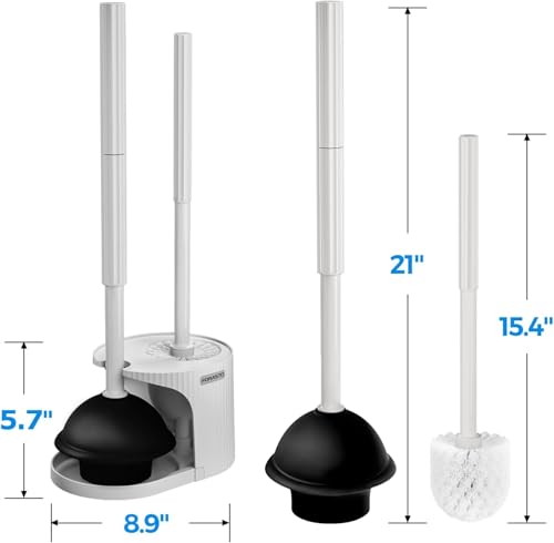 2Pack 2 in 1 Toilet Brush and Plunger Set (2 Count)
