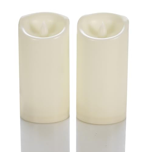 Outdoor Battery Operated Flameless LED Candles with Timer D3”xH6” 2 PCS (2 Count)