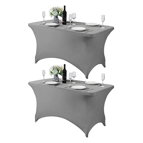 2Pack Spandex Table Cover for 4FT or 6ft or 9ft Table Universal Fitted Stretch Tablecloth for Party (2 Count)