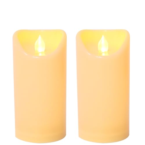 Outdoor Battery Operated Flameless Candles with Auto Timer D3”xH6” 2 PCS (2 Count)