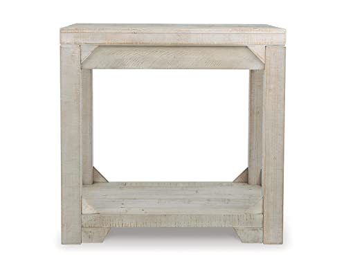 Fregine Farmhouse Rectangular End Table with Lower Open Shelf