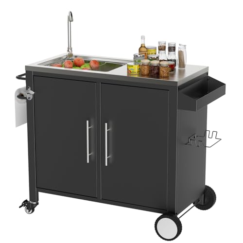 Outdoor Grill Table with Sink