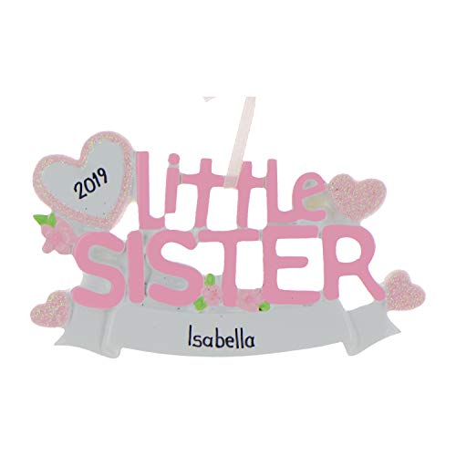 Personalized Little Sister Ornament for Christmas Tree 2025 with Custom Name and Year