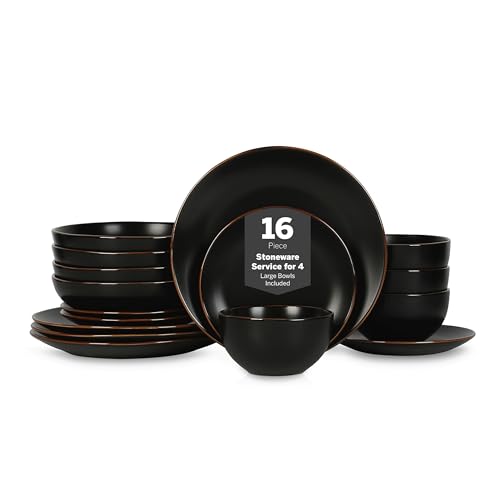 Brasa Stoneware 16 Piece Modern Dinnerware Set