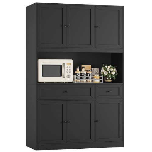 72" Kitchen Pantry Cabinet Microwave Stand