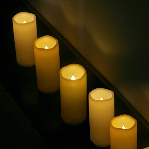 Outdoor Battery Operated Flameless Candles with Remote Timer D3”xH6” 6 PCS