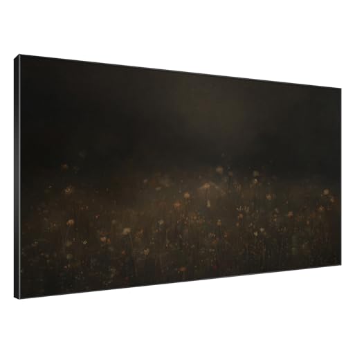 46"x72" Extra Large Framed Wall Art Dark Floral Meadow Moody Wildflower Field in Deep Earthy Tones Illustration for Home Living Room Bedroom Decor
