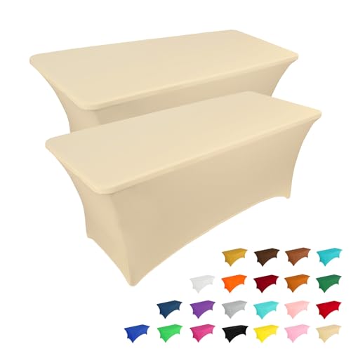 2 Pack 8FT Table Cloth for Rectangular Spandex Champagne Cover (2 Count)