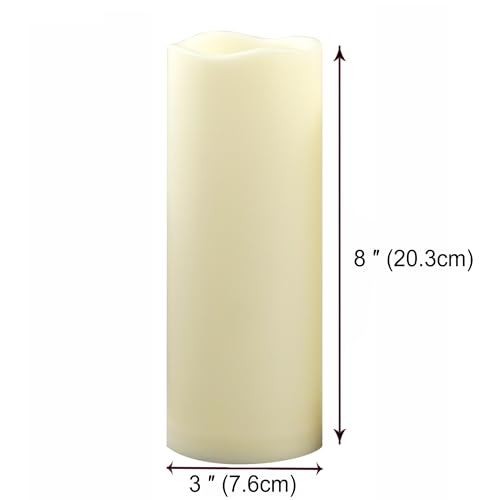 Tall Outdoor Battery Operated Flameless LED Candles with Timer D3xH8” 2 PCS (2 Count)