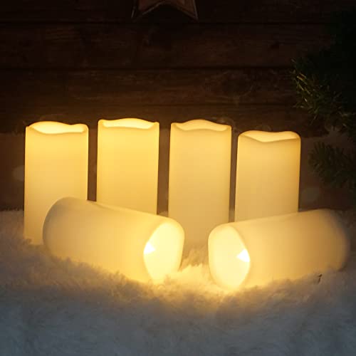Outdoor Battery Operated Flameless Candles with Remote Timer D3”xH6” 6 PCS
