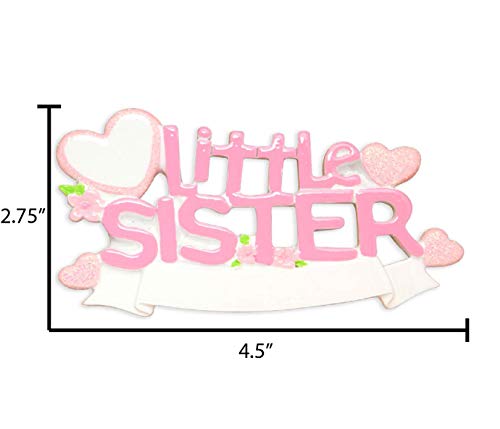 Personalized Little Sister Ornament for Christmas Tree 2025 with Custom Name and Year