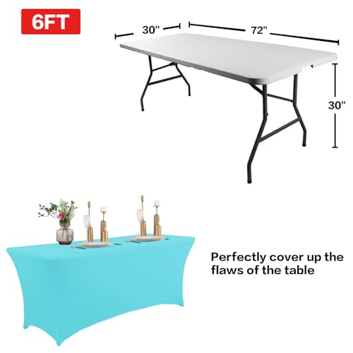 2 Pack 8FT Table Cloth for Rectangular Spandex Blue Mist Cover (2 Count)