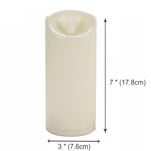 Waterproof Outdoor Battery Operated Flameless Candles with Timer Flickering Plastic Resin Electric LED Pillar Lights for Lantern Patio Garden Wedding Party Decorations 3x7 Inches 3 Pack (3 Count)