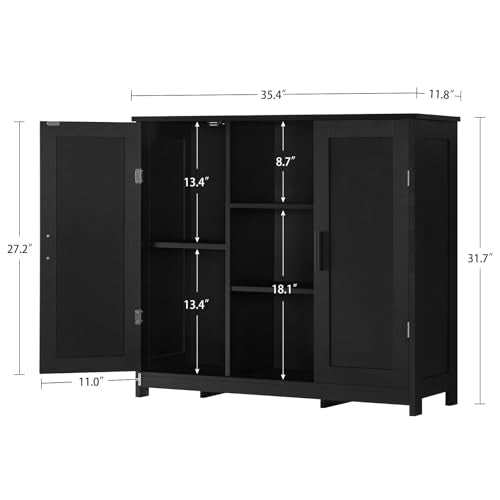 Storage Cabinet with 2 Doors and 4 Storage Shelves