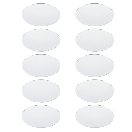 10pcs Oval Craft Mirrors 2.75X1.96in Glass Mirror Sheets for DIY Makeup Mirror Projects Cosmetic DIY Accessories Wall Decor Wedding Decorations (10 Count)