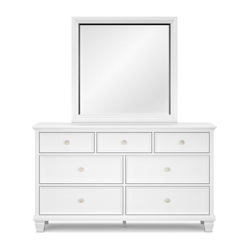 Fortman 7 Drawer White Dresser and Mirror Set