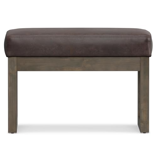 Milltown 27" Wide Vegan Leather Ottoman in Distressed Brown