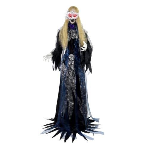 5.9 Ft. Animatronic Standing Masquerade Lady (5.5 ft Standing Masquerade Lady)