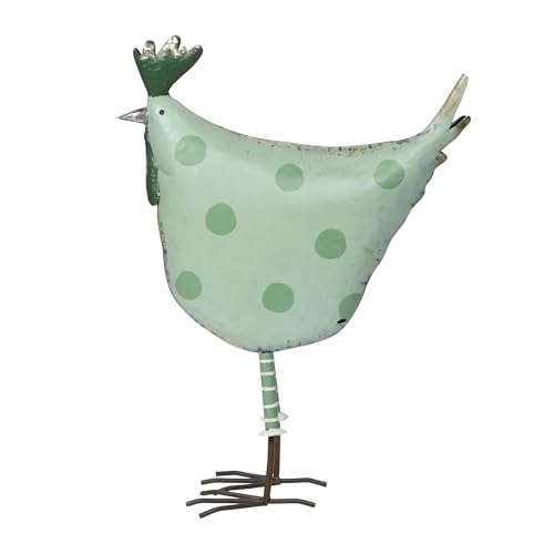 21" Tall Outdoor Metal Polka Dot Standing Hen Yard Statue
