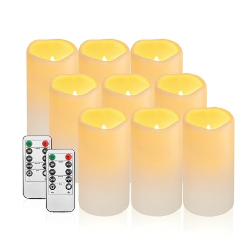 9PACK Outdoor Plastic flameless Candles with Remote Control and Timer (9 Count)